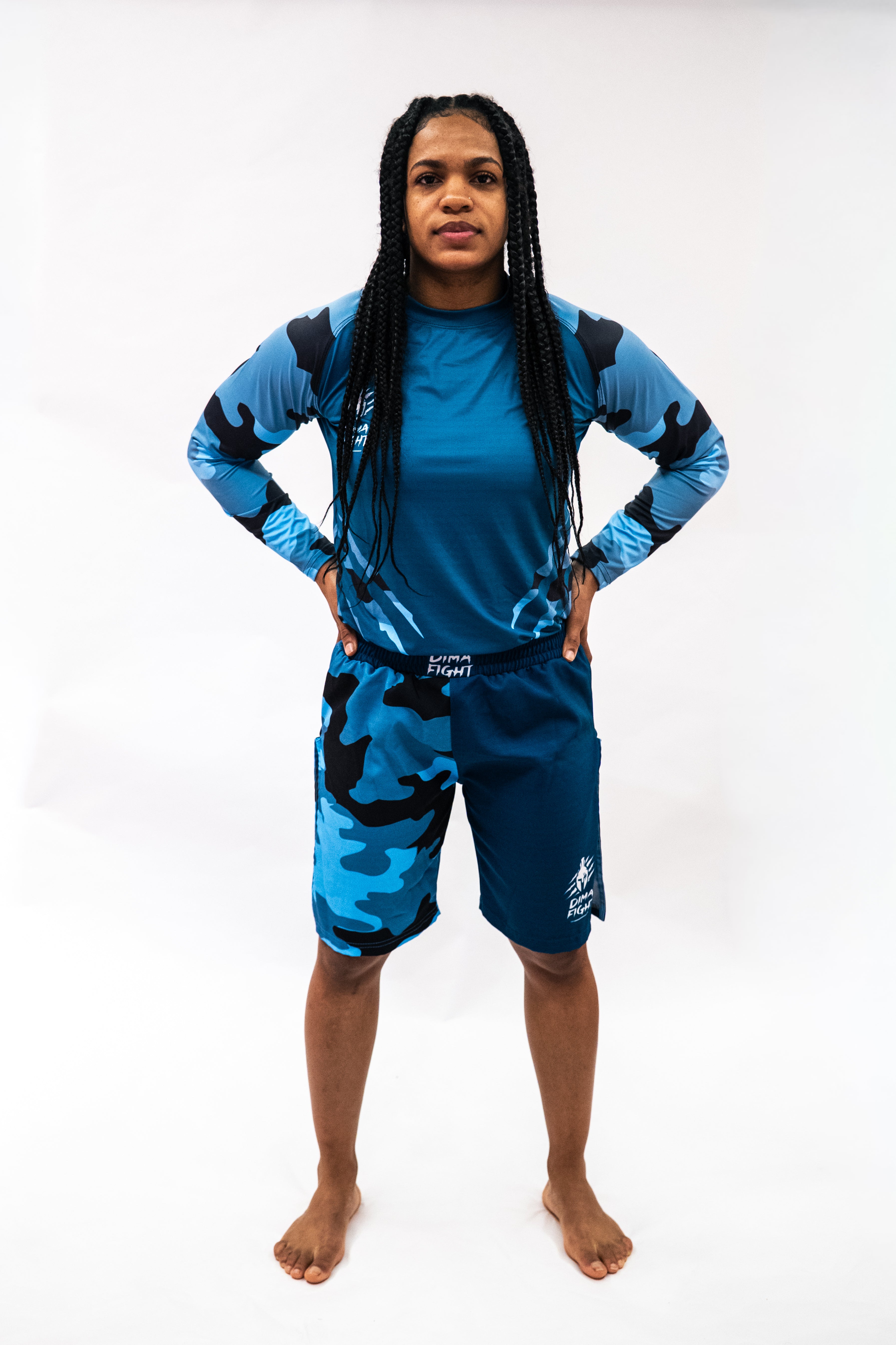 Ensemble UNISEXE Rashguard & short MMA Dimafight® WOMAN NAVY