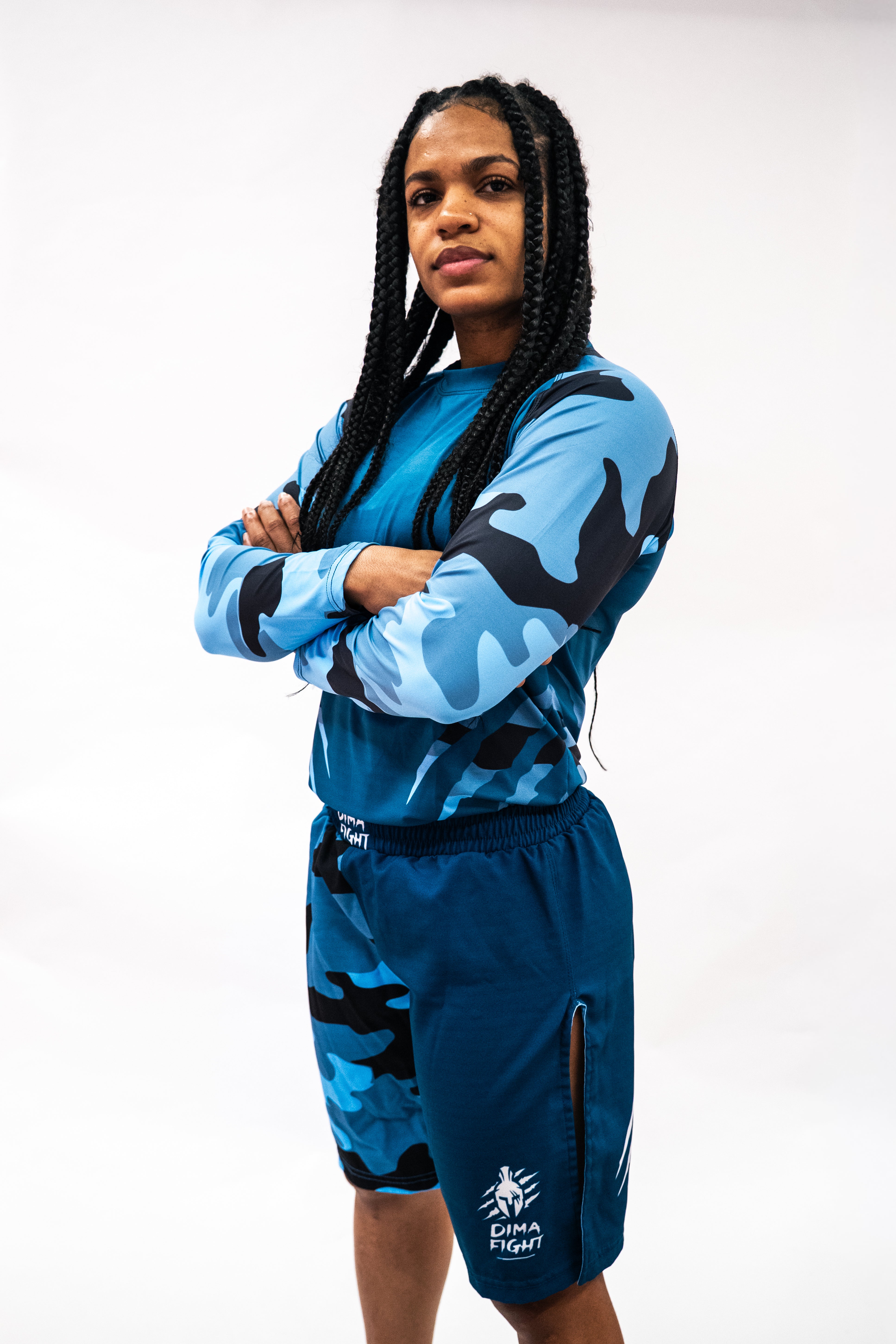 Ensemble UNISEXE Rashguard & short MMA Dimafight® WOMAN NAVY