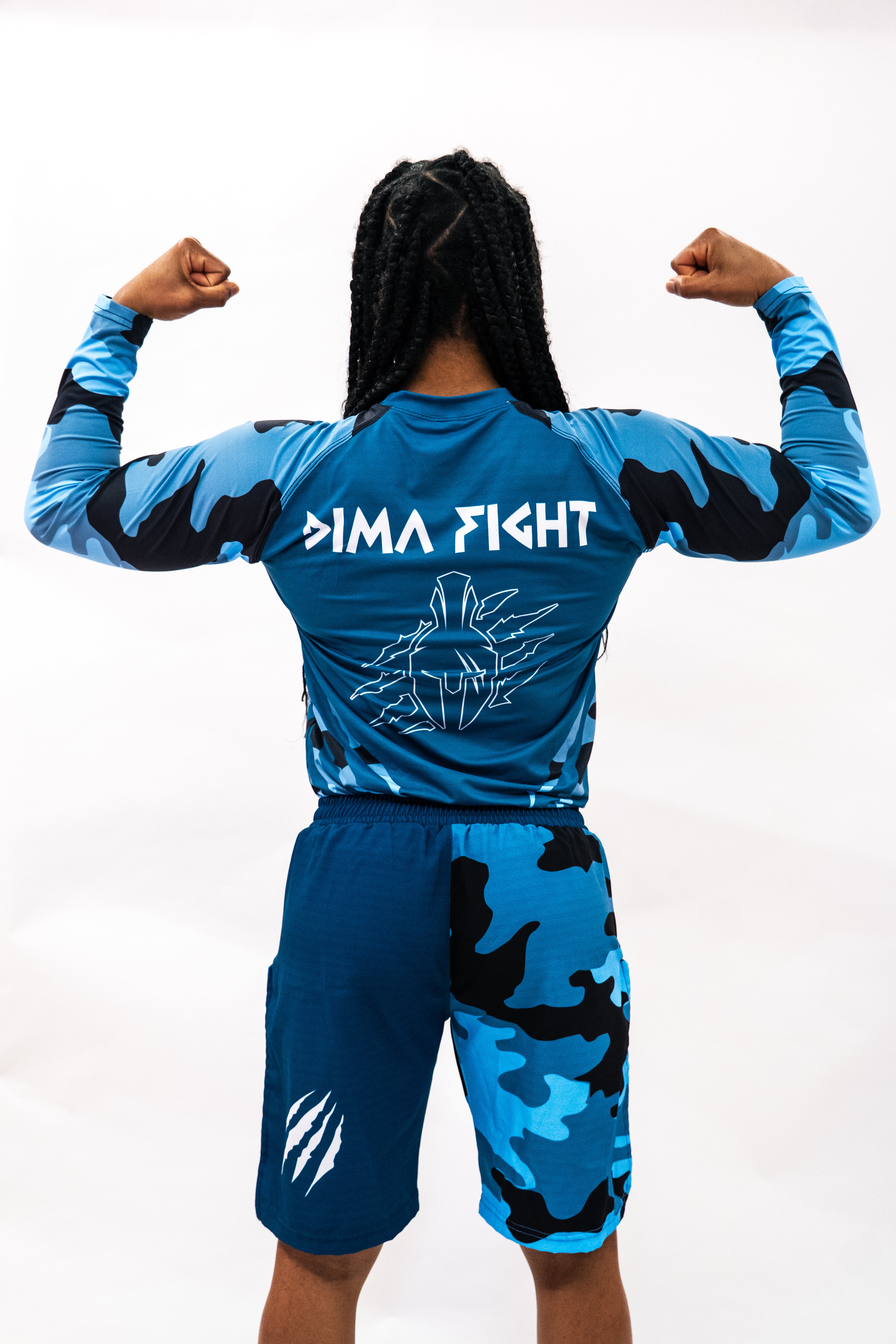 Ensemble UNISEXE Rashguard & short MMA Dimafight® WOMAN NAVY